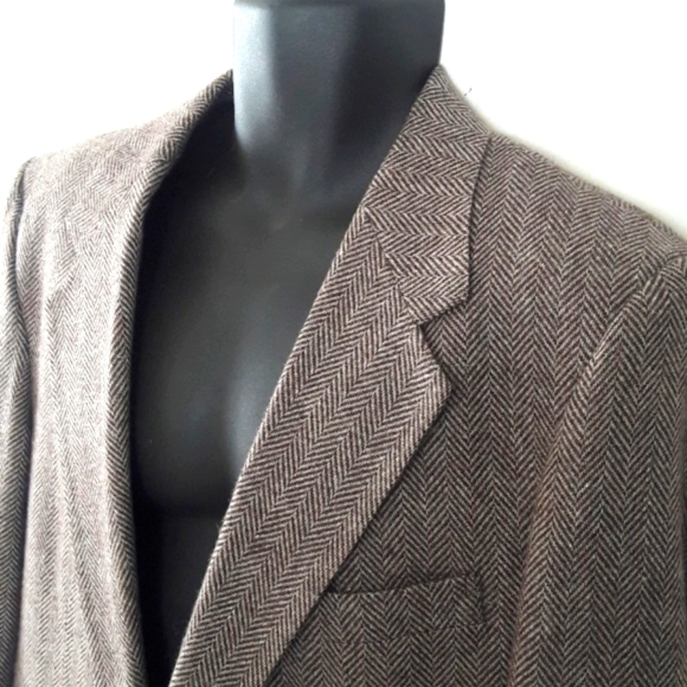 JOE NAMATH Signature Collection Brown Herringbone Blazer, 44 - Picture 2 of 7